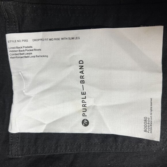 Purple Brand P002 Jeans NWT Men’s Size 38 Black Slim Fit Mid Rise Dropped Leg - Picture 14 of 16